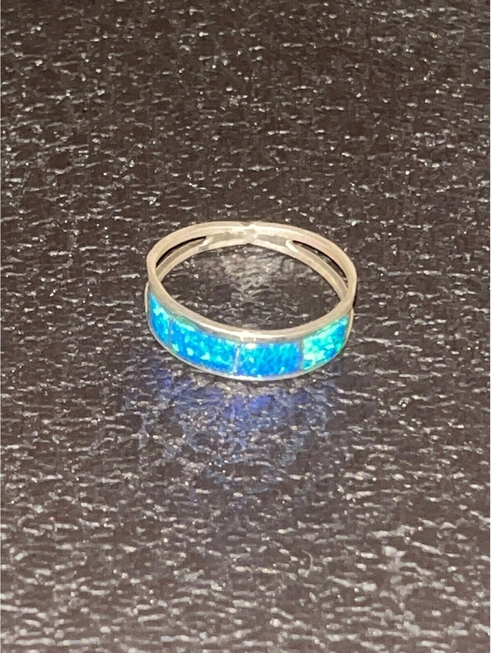 Navajo handmade inlay opal sterling silver inlay ring size 9
